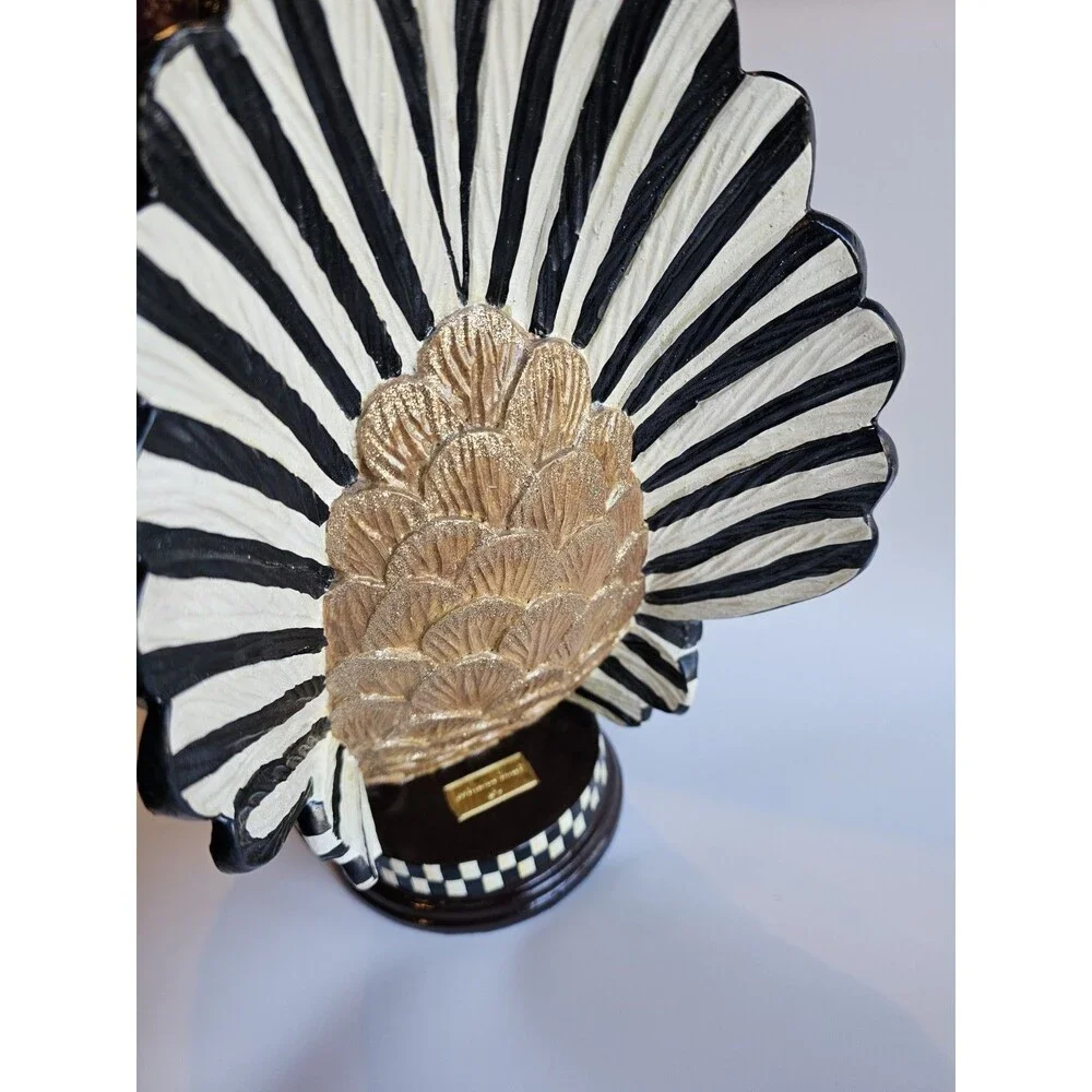MacKenzie Childs Large Resin Turkey Gold Bronze Metallic Glitter 13